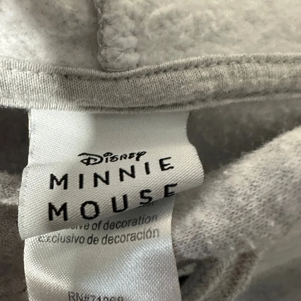 Disney‎ Hoodie Minnie Mouse Pullover Sweatshirt Crochet Patch Face Graphic Small - Picture 6 of 7